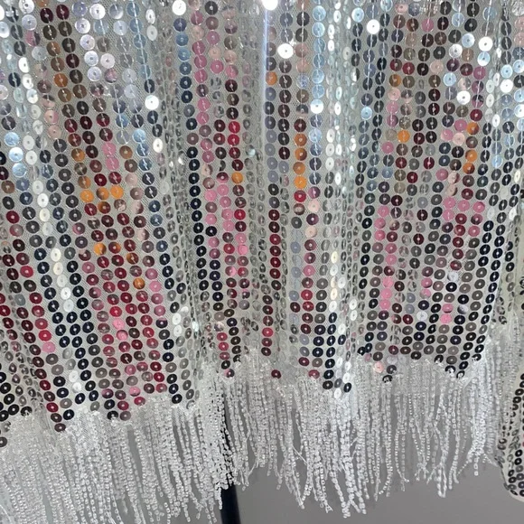 Endless Rose Silver Sequin Fringe Top - Picture 4 of 9